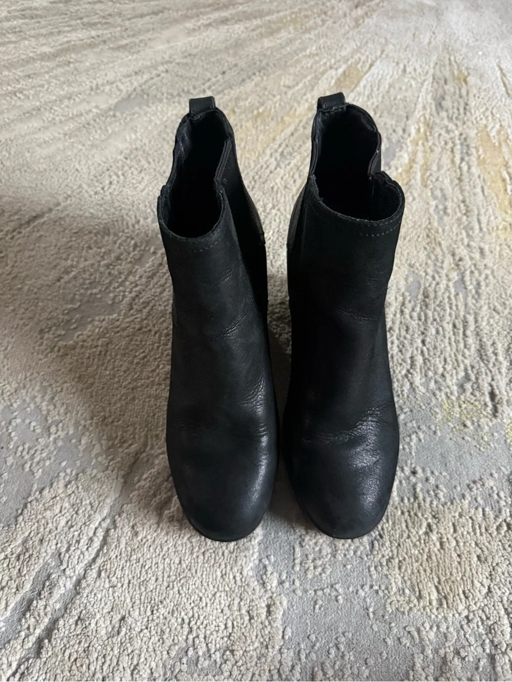 Sorel black leather Joan Uptown Chelsea Wedge Ankle Boots pull on elastic 9.5